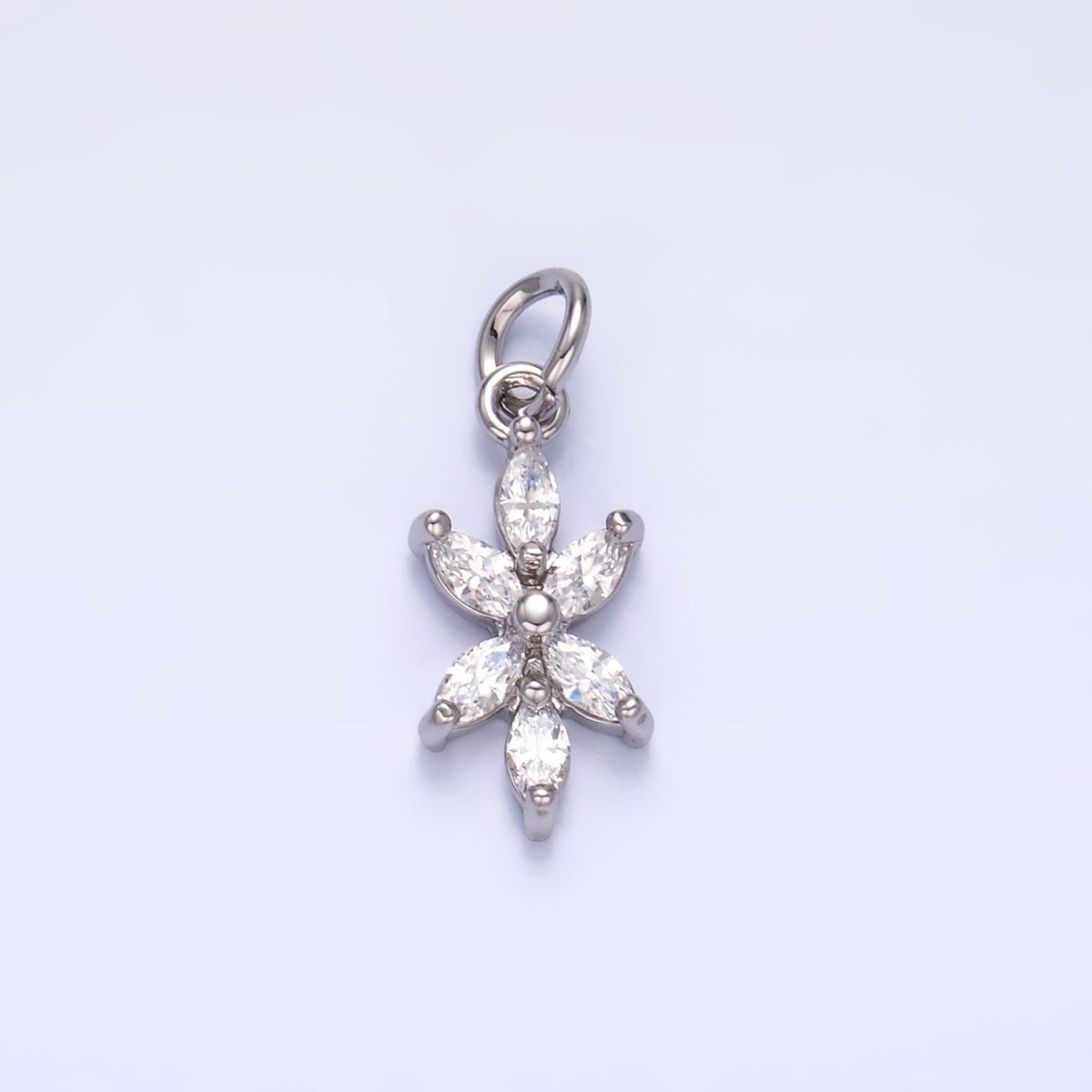 24K Gold Filled Marquise CZ Flower Mini Charm in Gold & Silver | W809 - DLUXCA