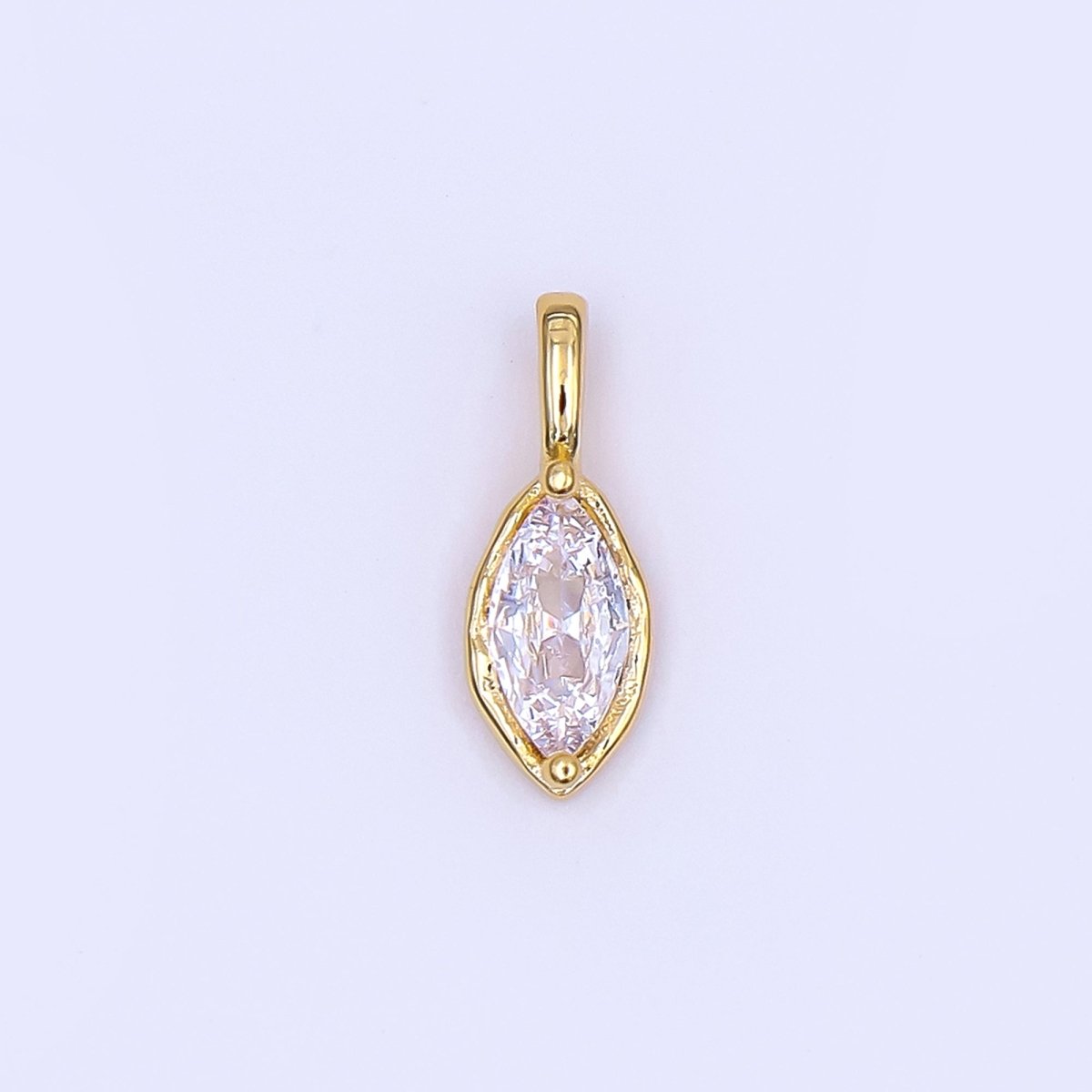 24K Gold Filled Marquise CZ Molten Bezel Pendant in Gold & Silver | AH433 - AH435 - DLUXCA