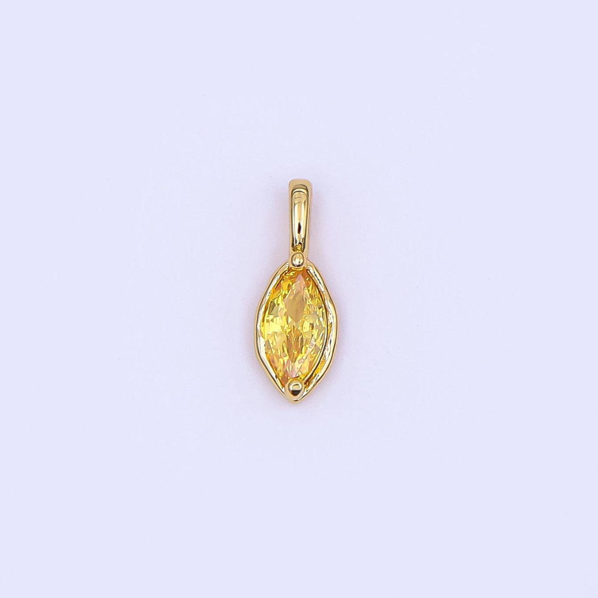 24K Gold Filled Marquise CZ Molten Bezel Pendant in Gold & Silver | AH433 - AH435 - DLUXCA