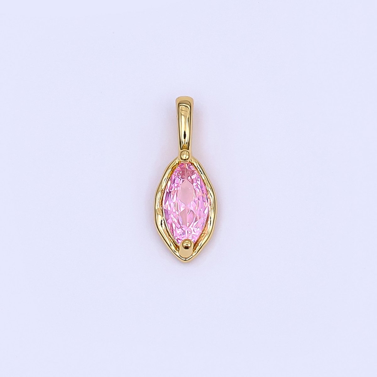 24K Gold Filled Marquise CZ Molten Bezel Pendant in Gold & Silver | AH433 - AH435 - DLUXCA
