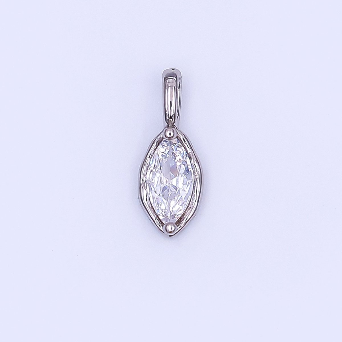 24K Gold Filled Marquise CZ Molten Bezel Pendant in Gold & Silver | AH433 - AH435 - DLUXCA