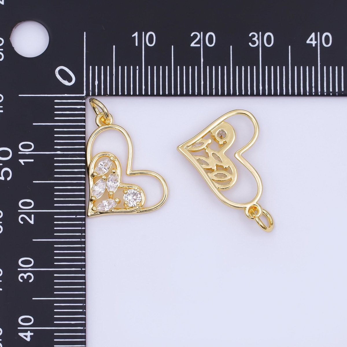 24K Gold Filled Marquise CZ Open Heart Charm | AF468 - DLUXCA