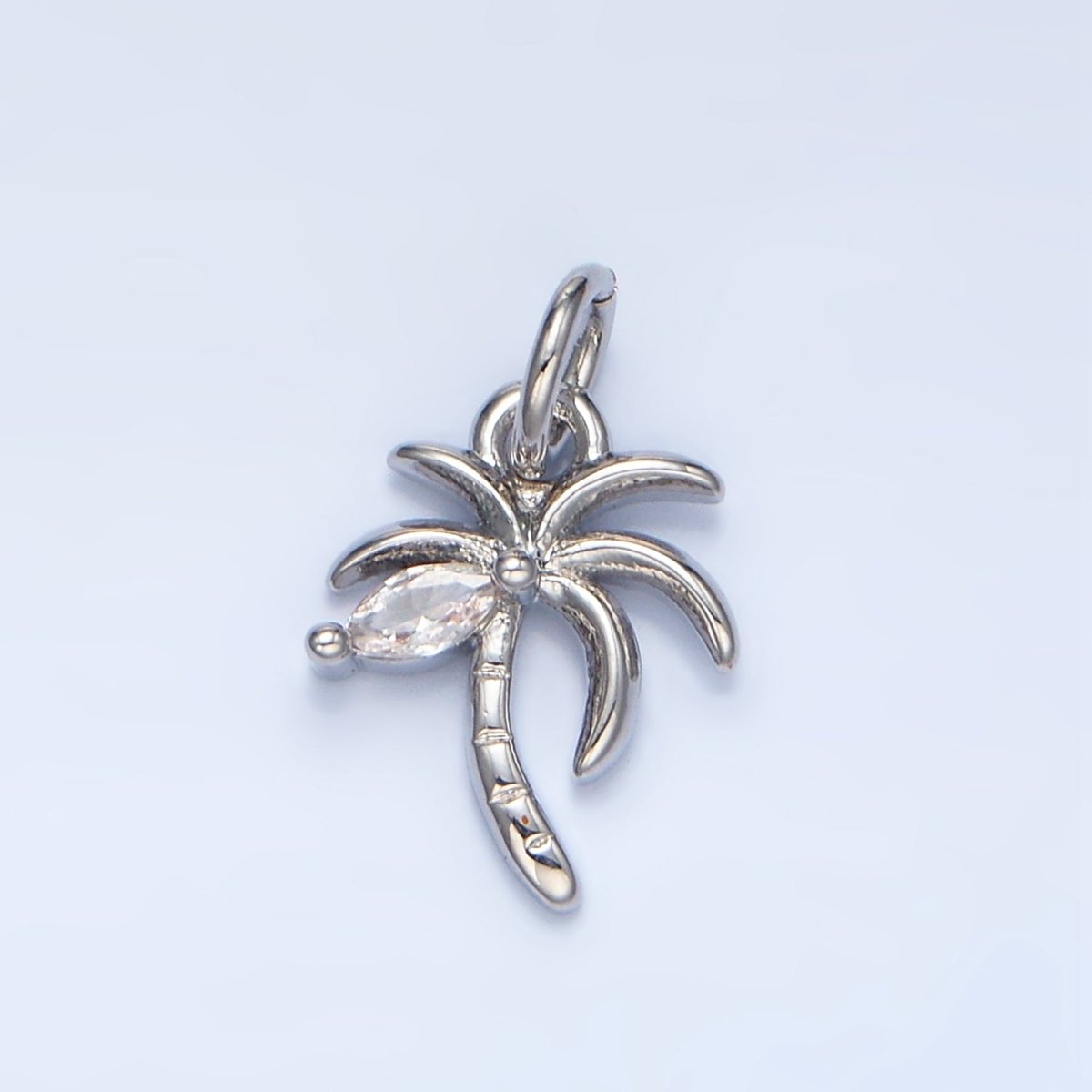 24K Gold Filled Marquise CZ Palm Tree Mini Charm in Gold & Silver | X859 - DLUXCA