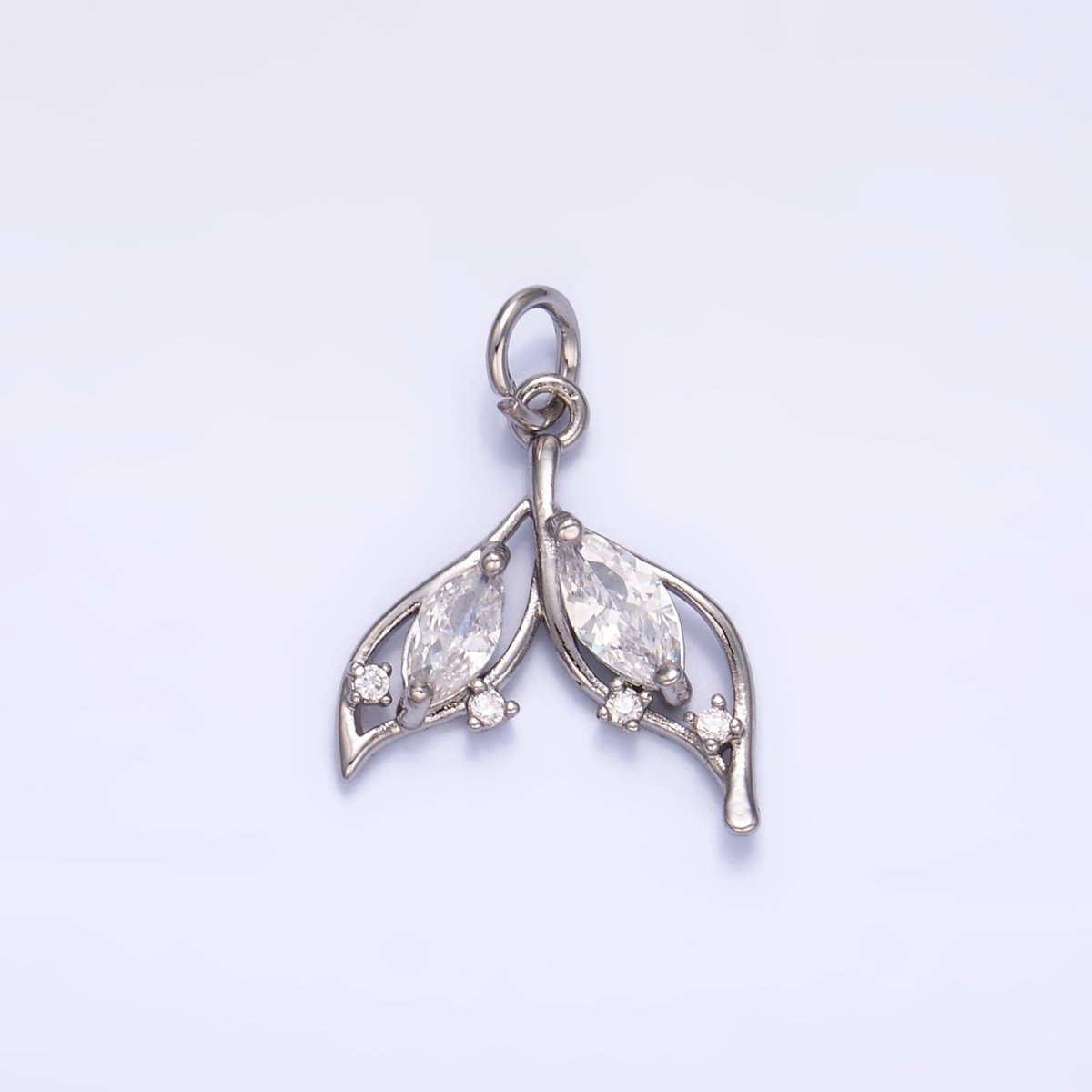 24K Gold Filled Marquise CZ Tail Sea Charm in Gold & Silver | W804 - DLUXCA