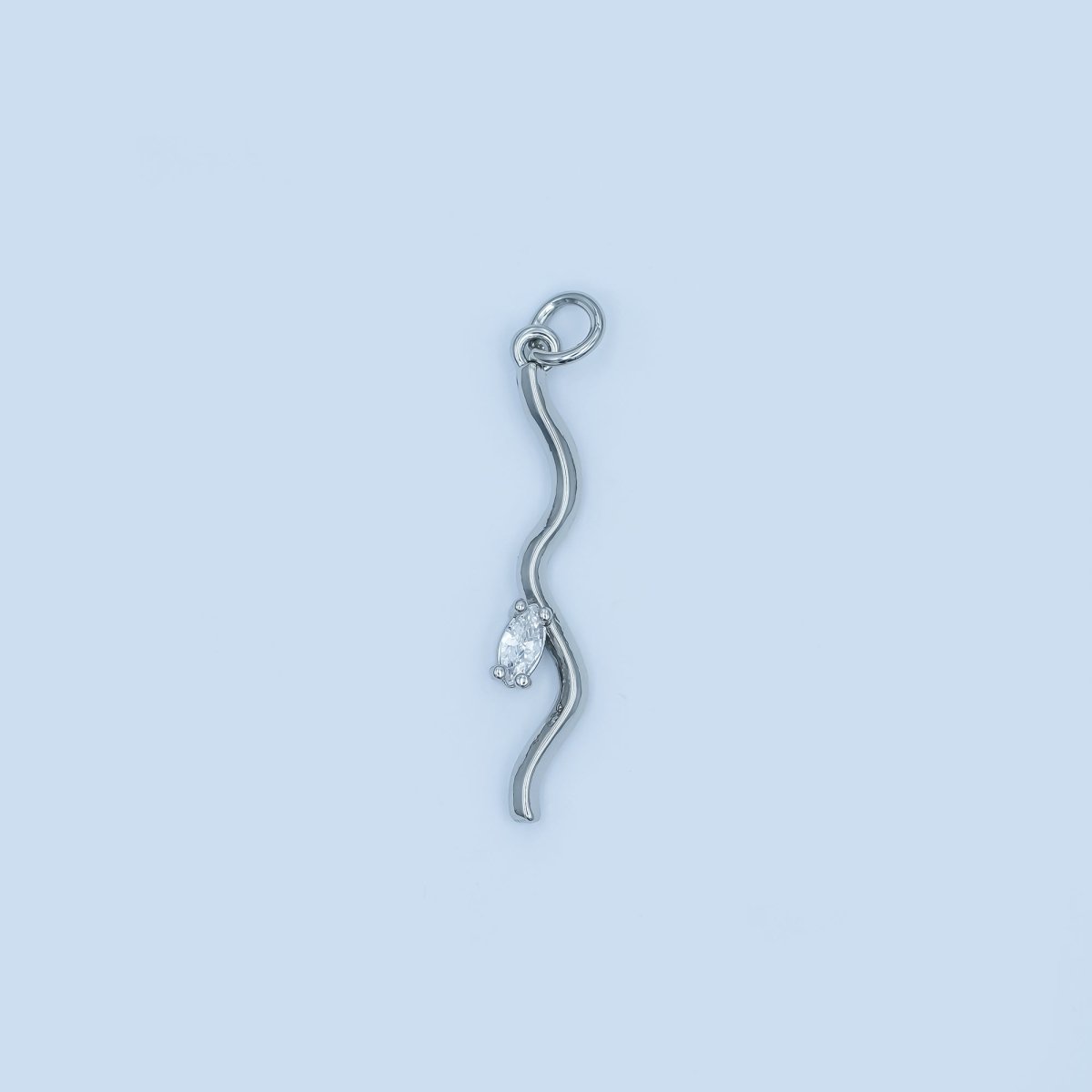 24K Gold Filled Marquise CZ Wavy Line Charm in Gold & Silver | E296 - DLUXCA