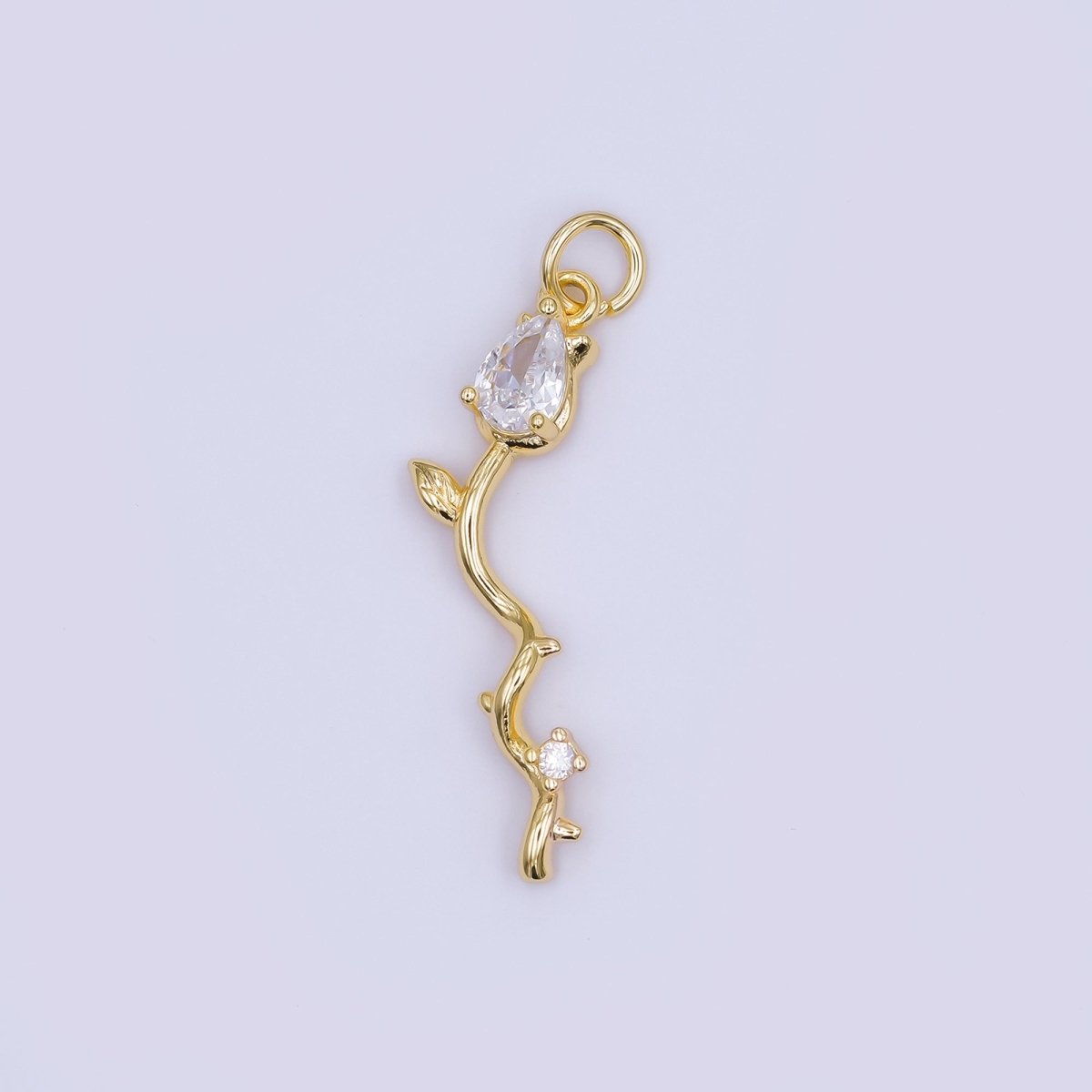 24K Gold Filled Marquise Tulip Flower Wavy Charm in Gold & Silver | AF473 - DLUXCA