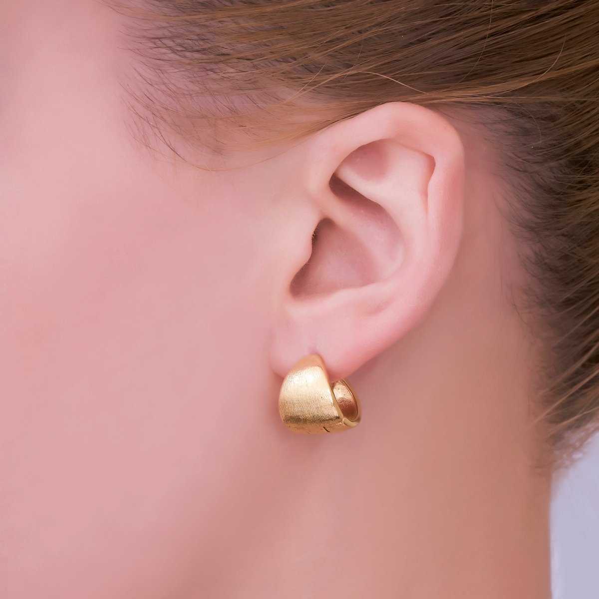 24K Gold Filled Match Tetris Dome Huggie Earrings | AJ - 034 - DLUXCA