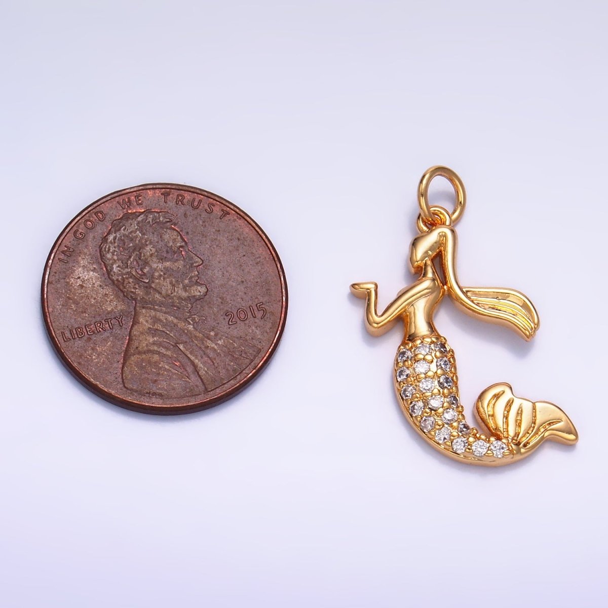 24K Gold Filled Mermaid Micro Paved CZ Sea Charm | W234 - DLUXCA