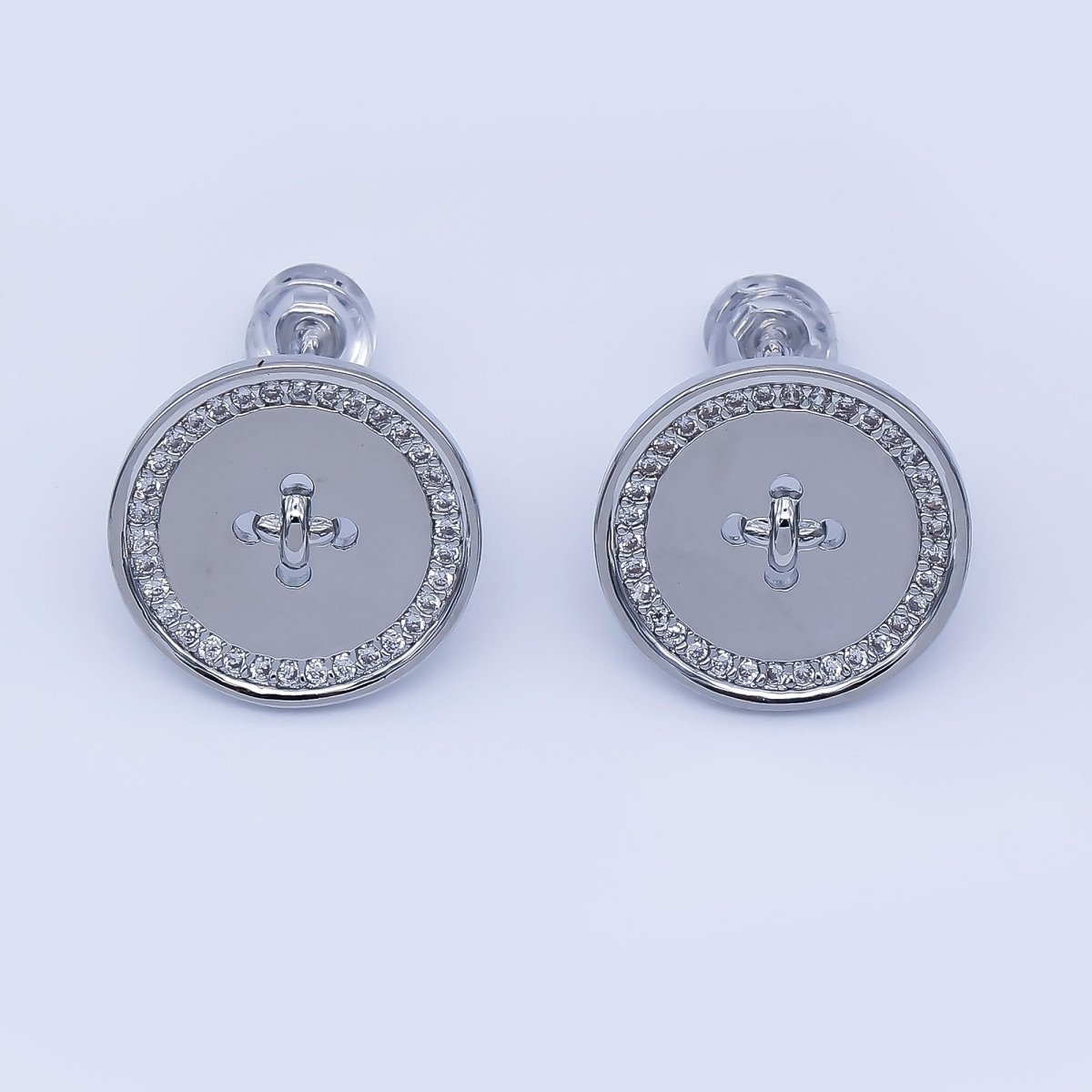 24K Gold Filled Micro Pave CZ Button Stud Earring | AB1638 - DLUXCA