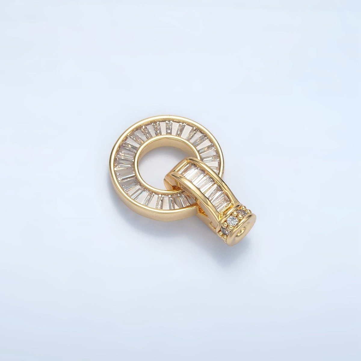 24K Gold Filled Micro Paved CZ Baguette Circular Snap Latch Closure Findings Set | Z874 - DLUXCA