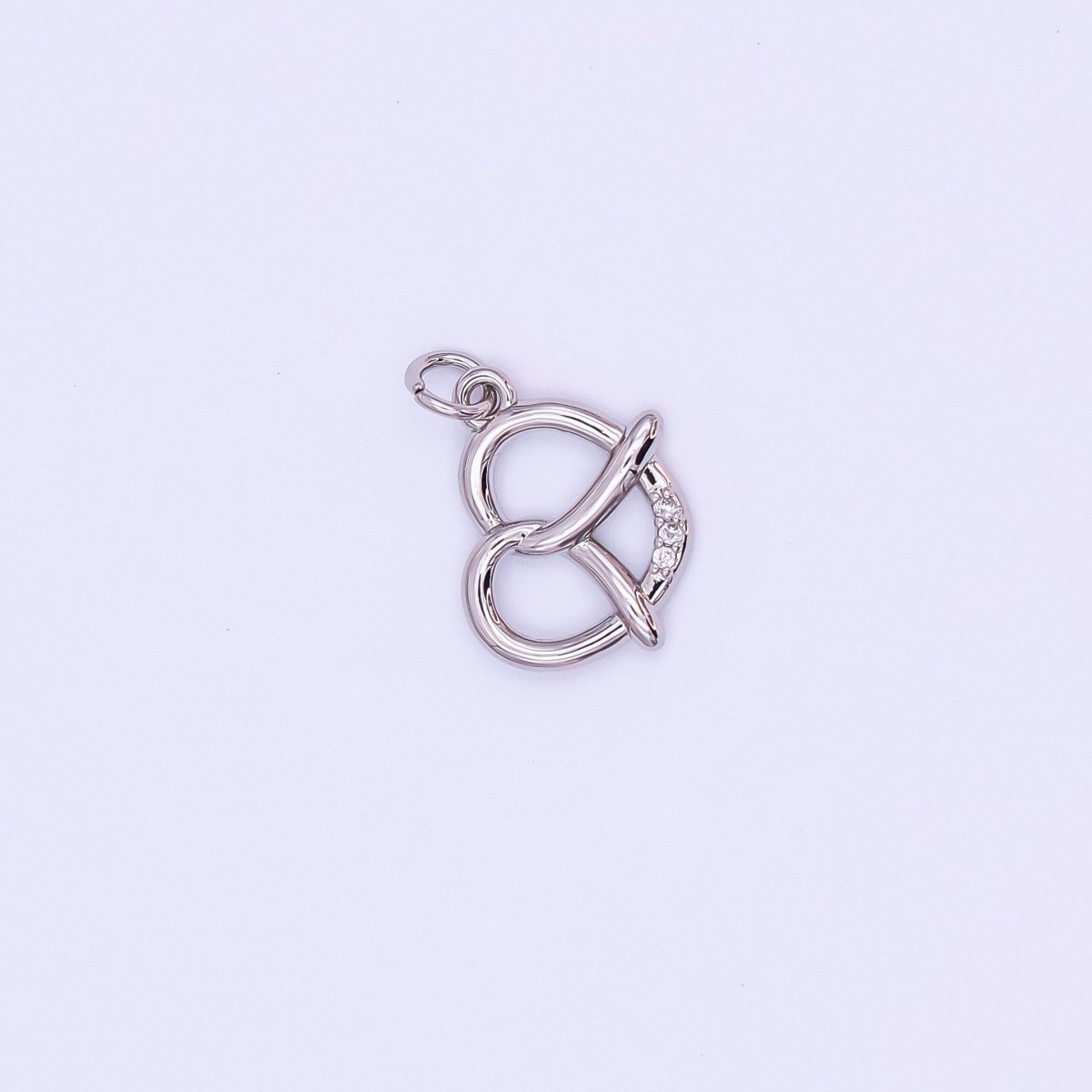 24K Gold Filled Micro Paved CZ Baked Pretzel Charm in Gold & Silver | AF491 - DLUXCA