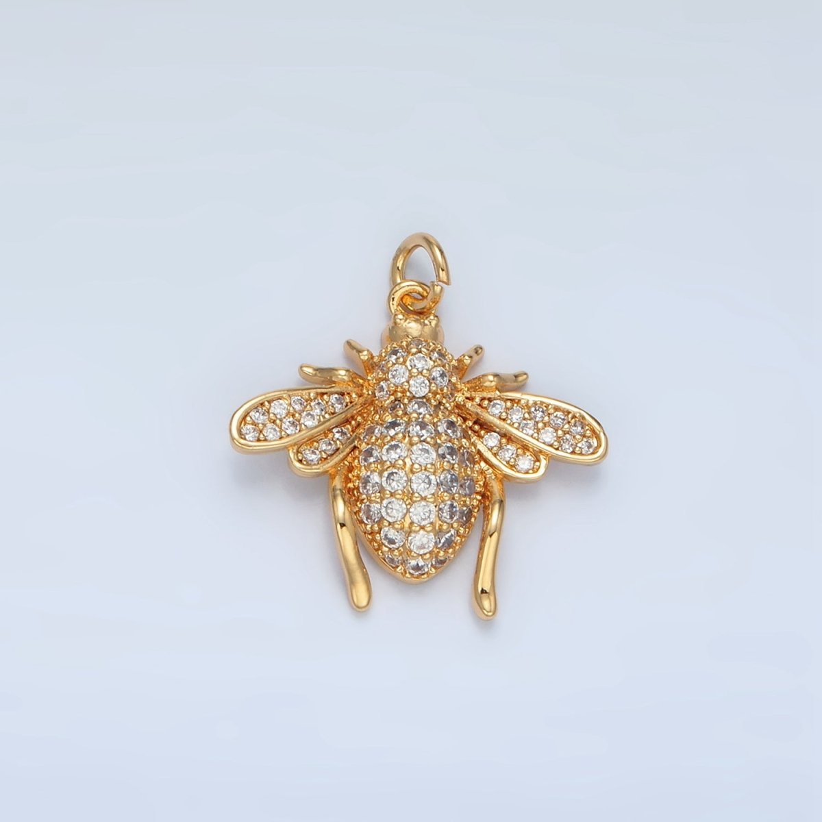 24K Gold Filled Micro Paved CZ Bumble Bee Insect Charm | AG907 - DLUXCA