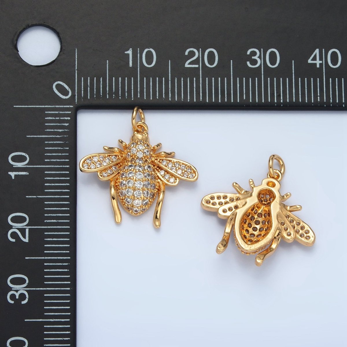 24K Gold Filled Micro Paved CZ Bumble Bee Insect Charm | AG907 - DLUXCA