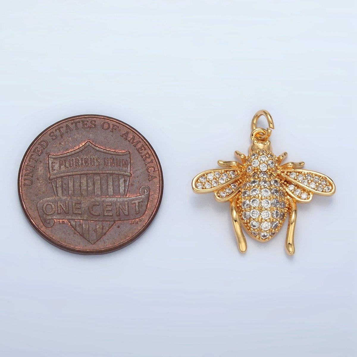 24K Gold Filled Micro Paved CZ Bumble Bee Insect Charm | AG907 - DLUXCA