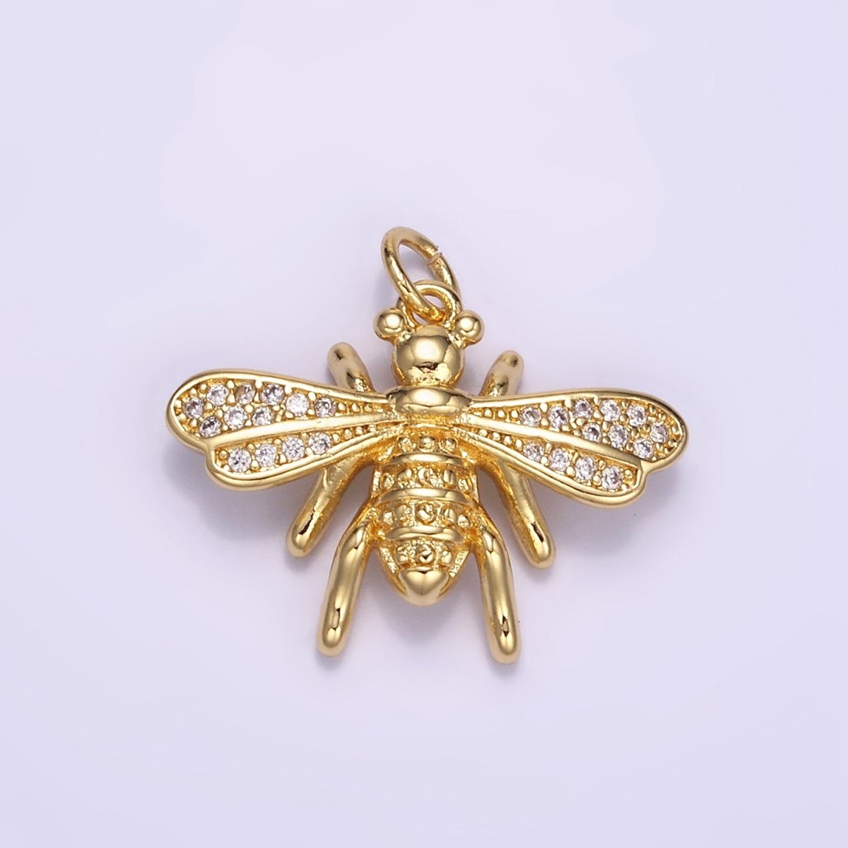 24K Gold Filled Micro Paved CZ Bumble Queen Bee Charm | M130 - DLUXCA