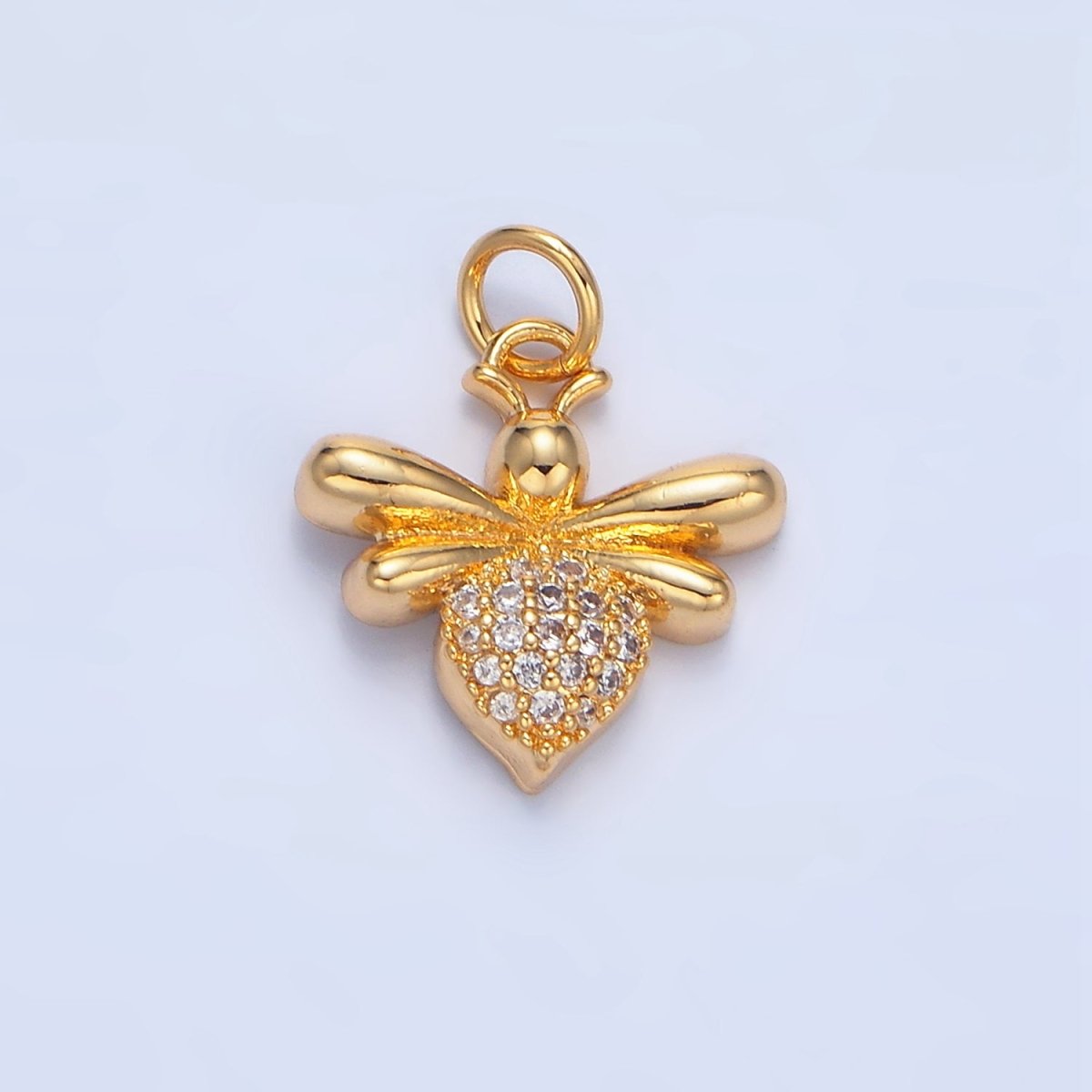 24K Gold Filled Micro Paved CZ Bumble Queen Bee Insect Charm | X872 - DLUXCA