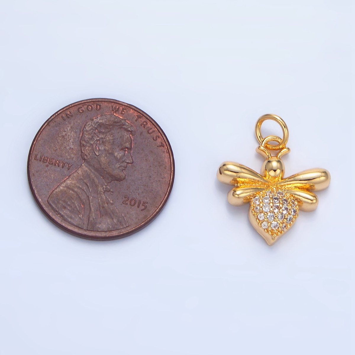 24K Gold Filled Micro Paved CZ Bumble Queen Bee Insect Charm | X872 - DLUXCA