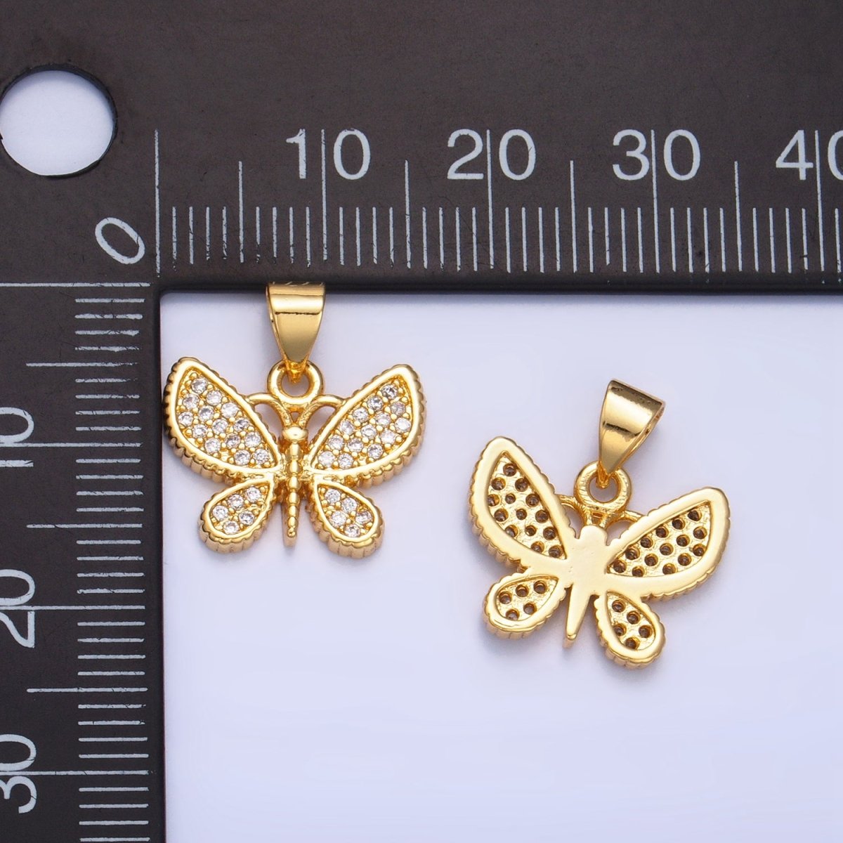 24K Gold Filled Micro Paved CZ Butterfly Insect Pendant | AA1003 - DLUXCA