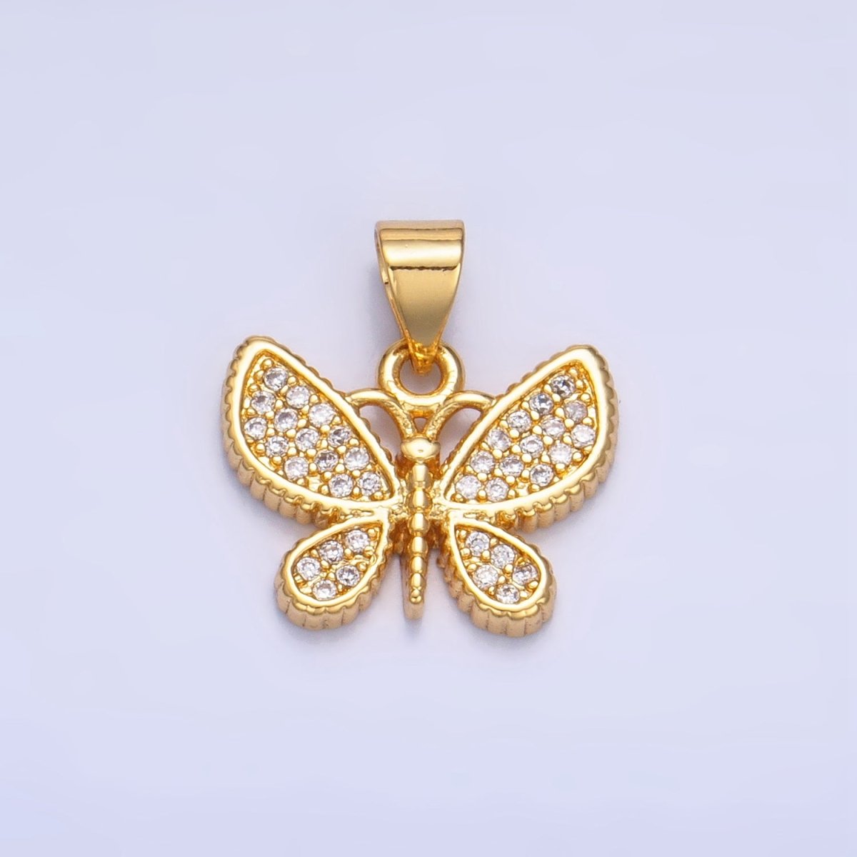 24K Gold Filled Micro Paved CZ Butterfly Insect Pendant | AA1003 - DLUXCA