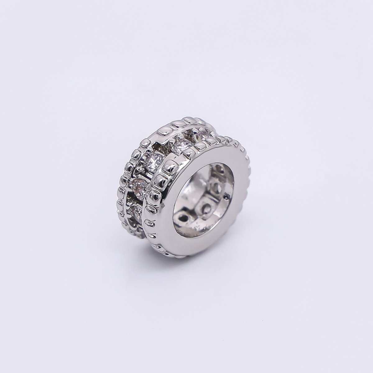 24K Gold Filled Micro Paved CZ Car Tires - Rondelle Hole Bead Spacer | B - 069 - DLUXCA