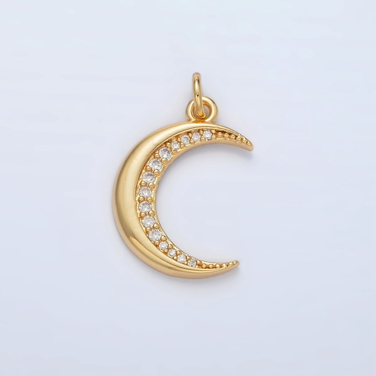 24K Gold Filled Micro Paved CZ Celestial Crescent Moon Charm | D901 - DLUXCA