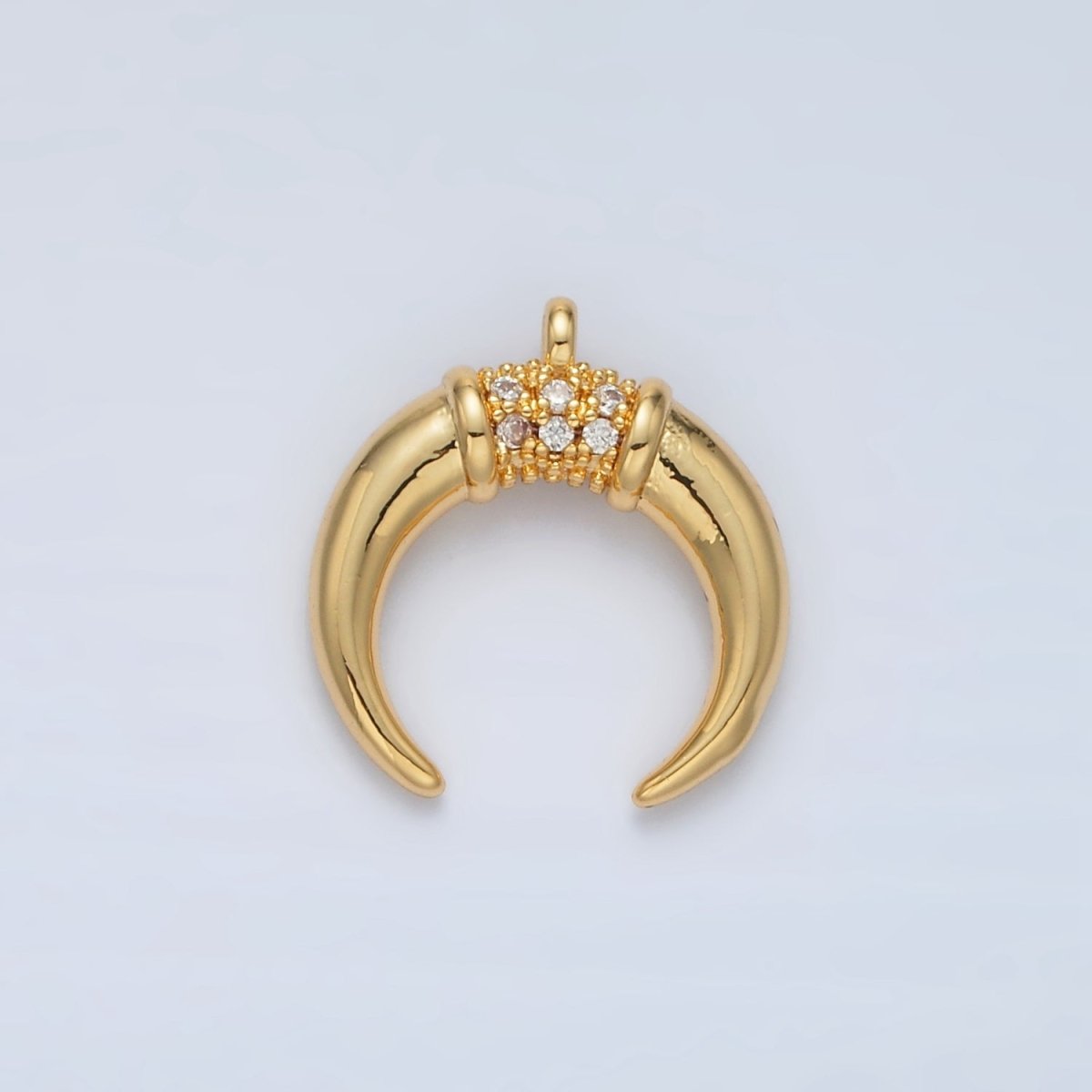 24K Gold Filled Micro Paved CZ Celestial Crescent Moon Charm | N - 734 - DLUXCA