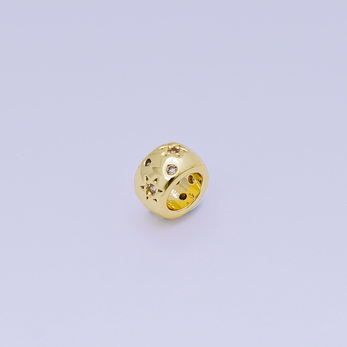 24K Gold Filled Micro Paved CZ Celestial Star Bead Spacer | B - 038 - DLUXCA
