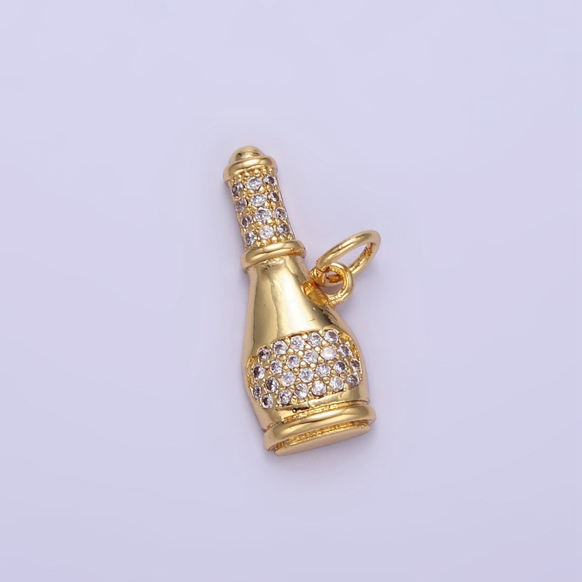 24K Gold Filled Micro Paved CZ Champagne Alcohol Charm | E350 - DLUXCA