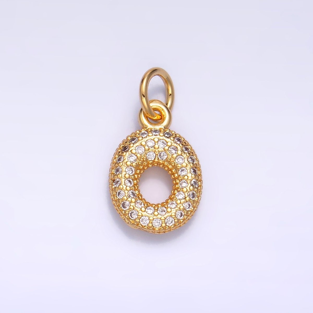 24K Gold Filled Micro Paved CZ Chubby Balloon Initial Letter Pendant | A015 - A027 - DLUXCA