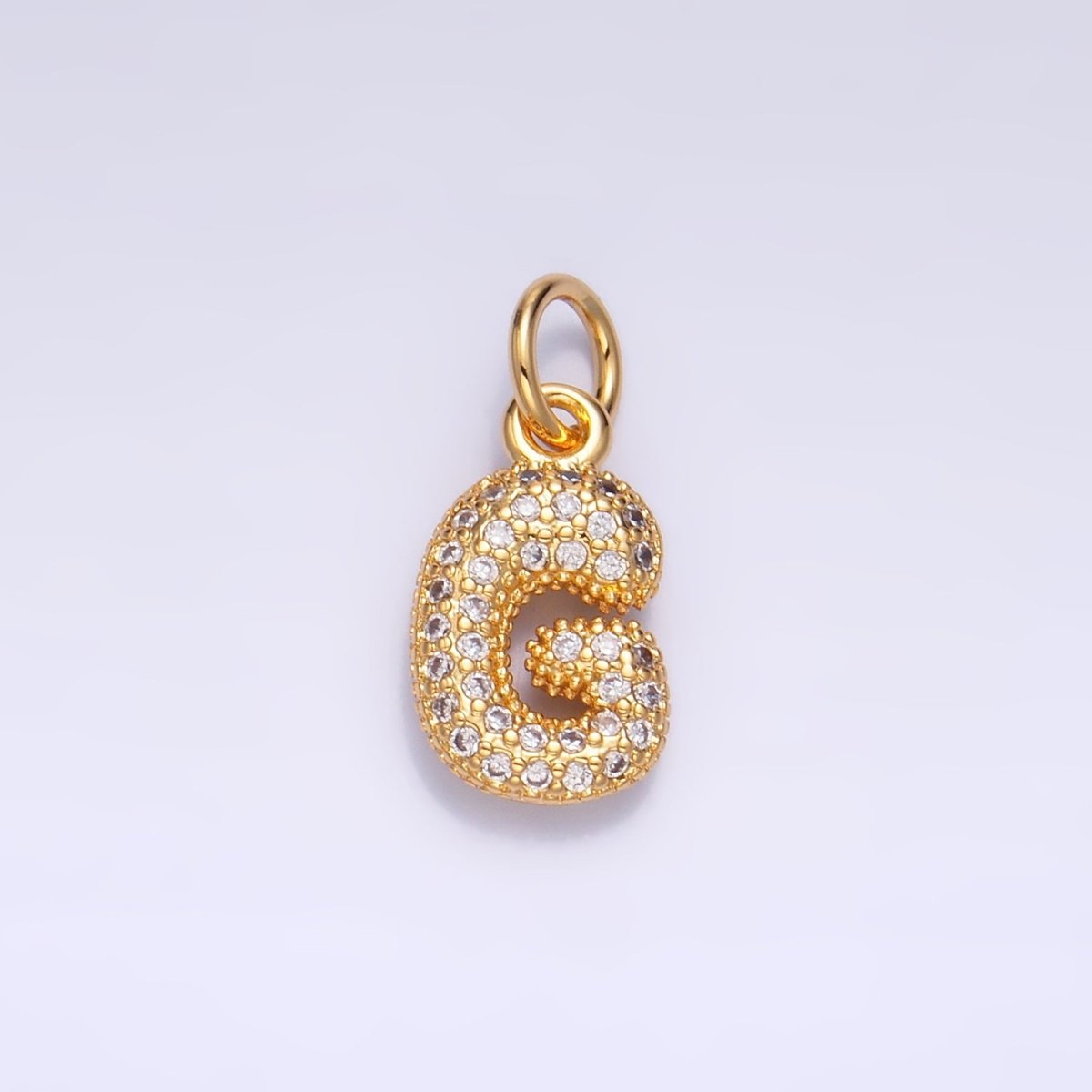 24K Gold Filled Micro Paved CZ Chubby Balloon Initial Letter Pendant | A015 - A027 - DLUXCA