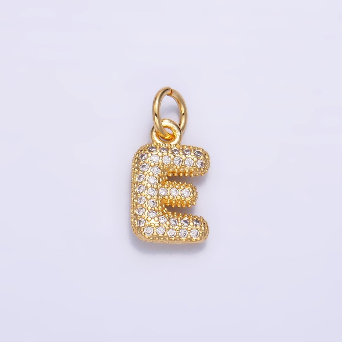 24K Gold Filled Micro Paved CZ Chubby Balloon Initial Letter Pendant | A015 - A027 - DLUXCA