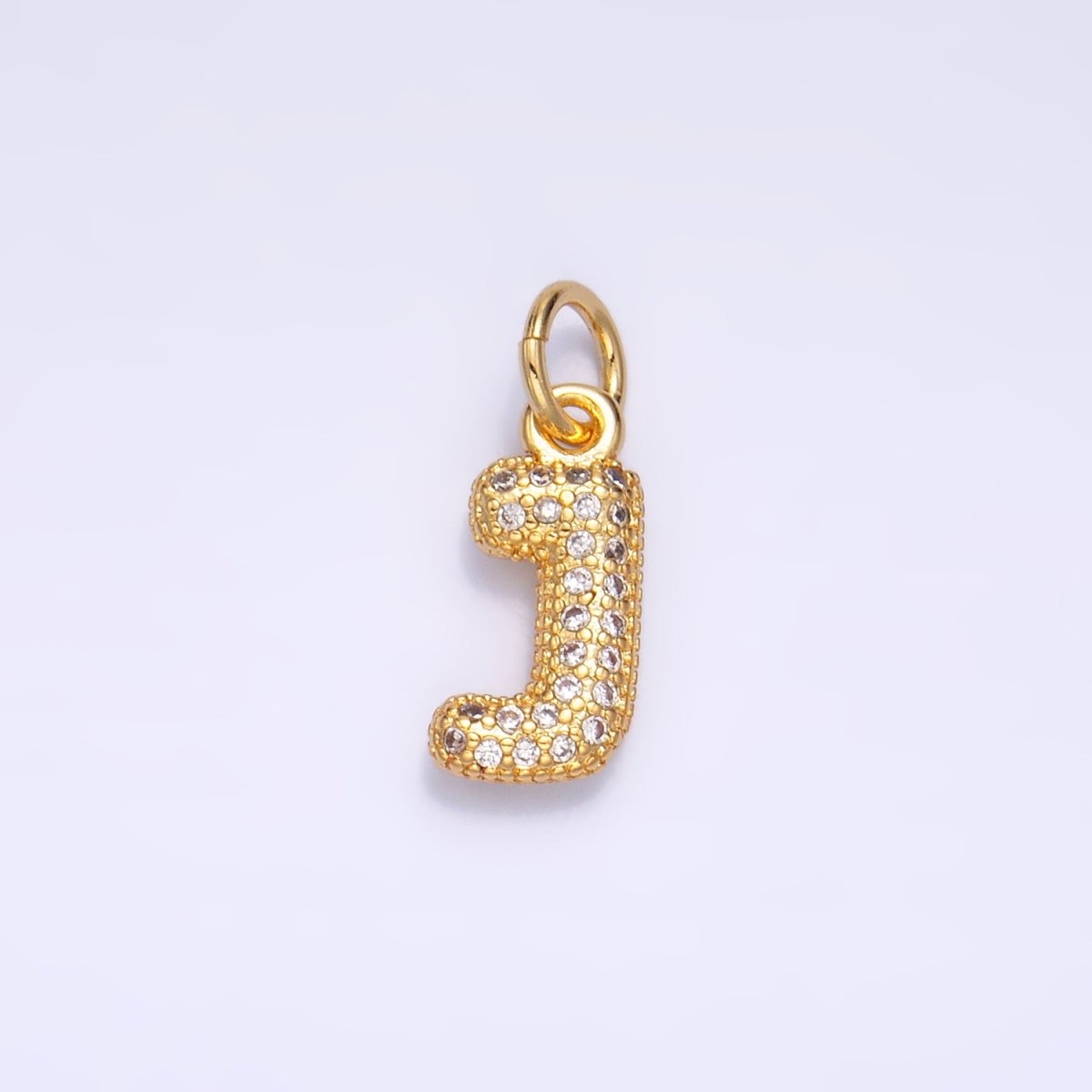 24K Gold Filled Micro Paved CZ Chubby Balloon Initial Letter Pendant | A015 - A027 - DLUXCA