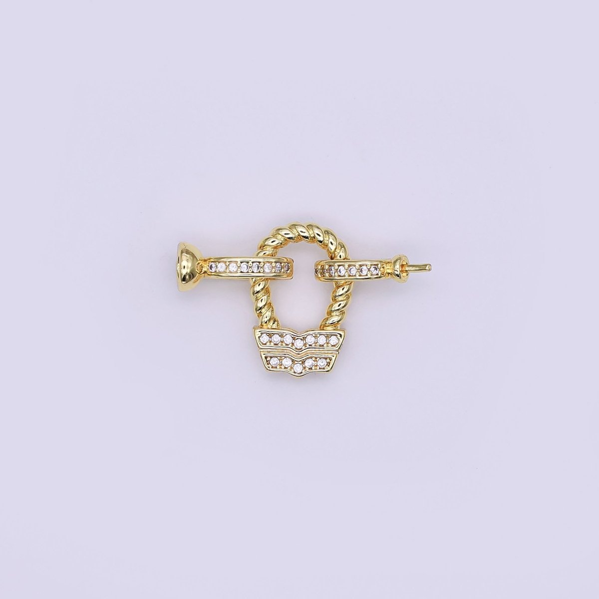 24K Gold Filled Micro Paved CZ Croissant Needle Bead Clasps Closure Findings Set in Gold & Silver | Z1265 - DLUXCA