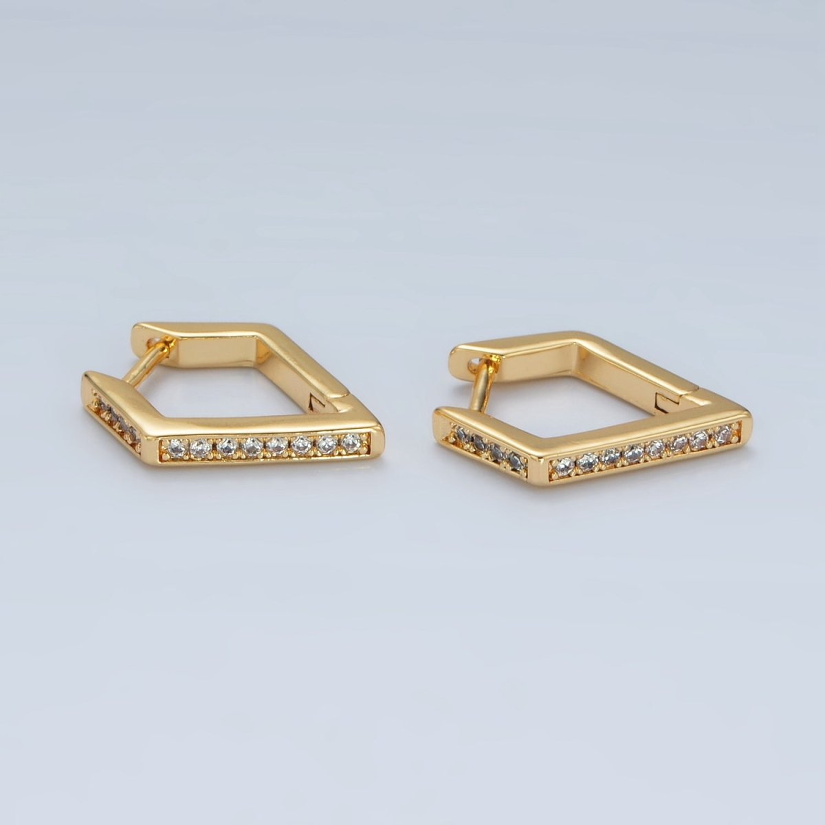 24K Gold Filled Micro Paved CZ Diamond Geometric Hoop Earrings | AB1230 - DLUXCA