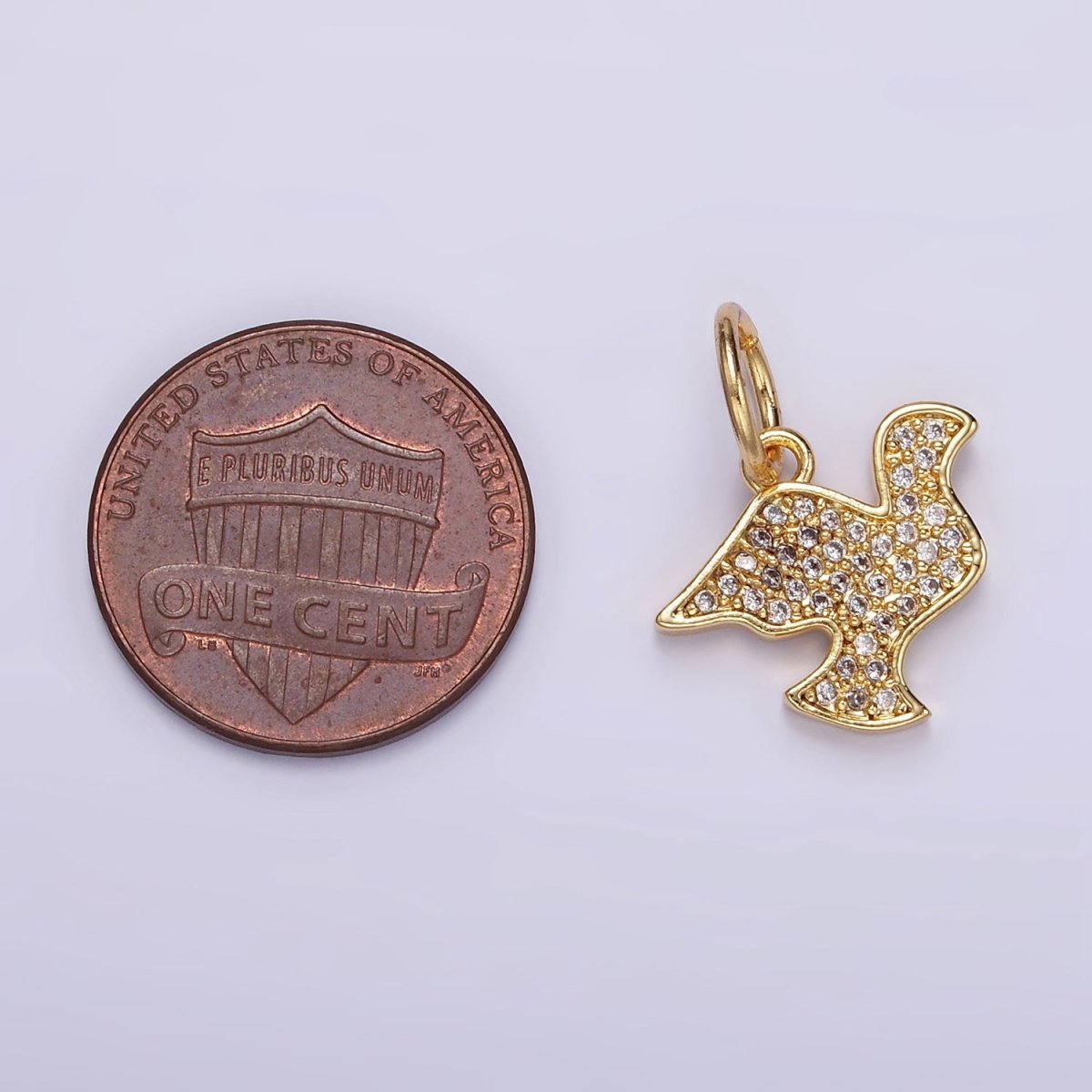 24K Gold Filled Micro Paved CZ Dove Bird Charm | D606 - DLUXCA