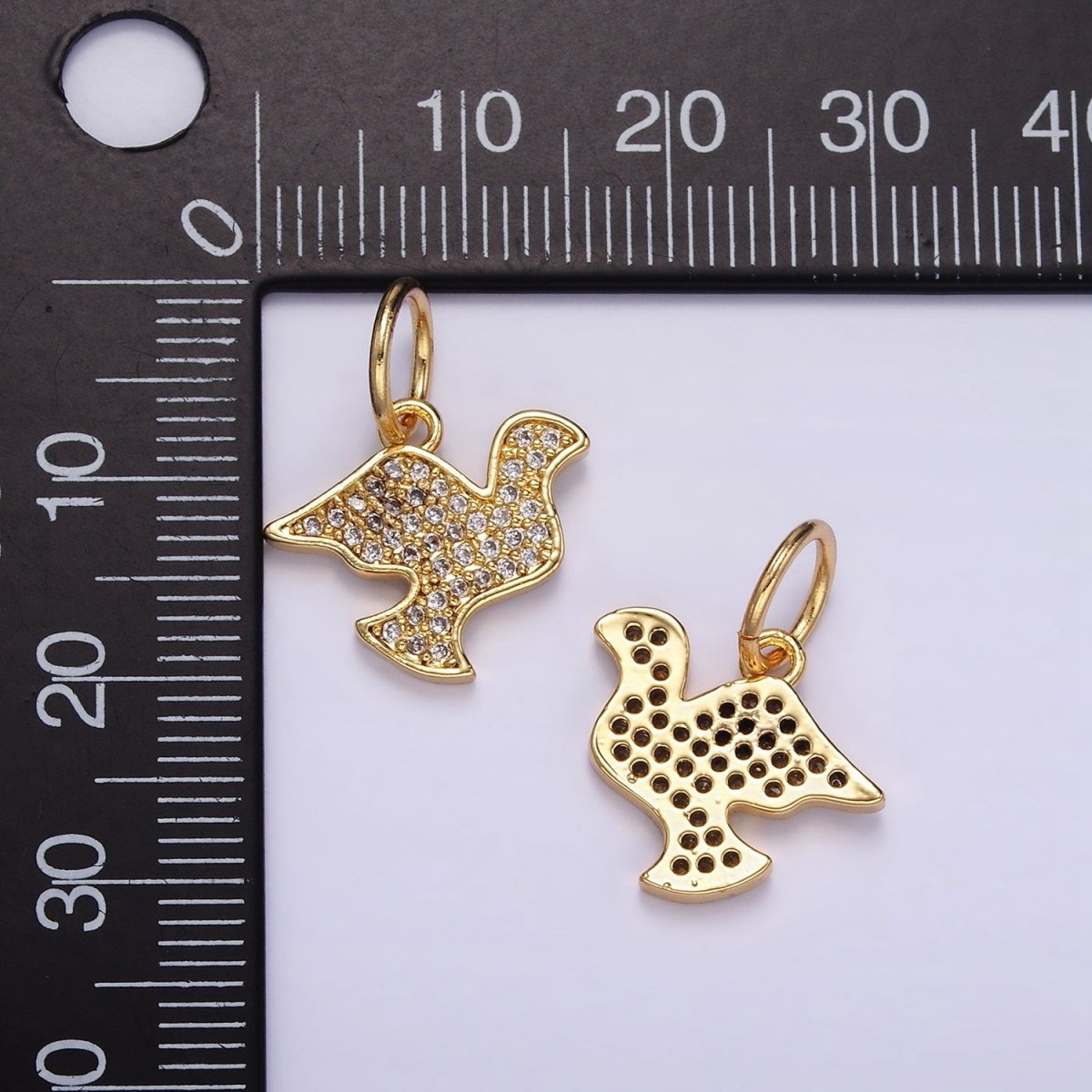 24K Gold Filled Micro Paved CZ Dove Bird Charm | D606 - DLUXCA