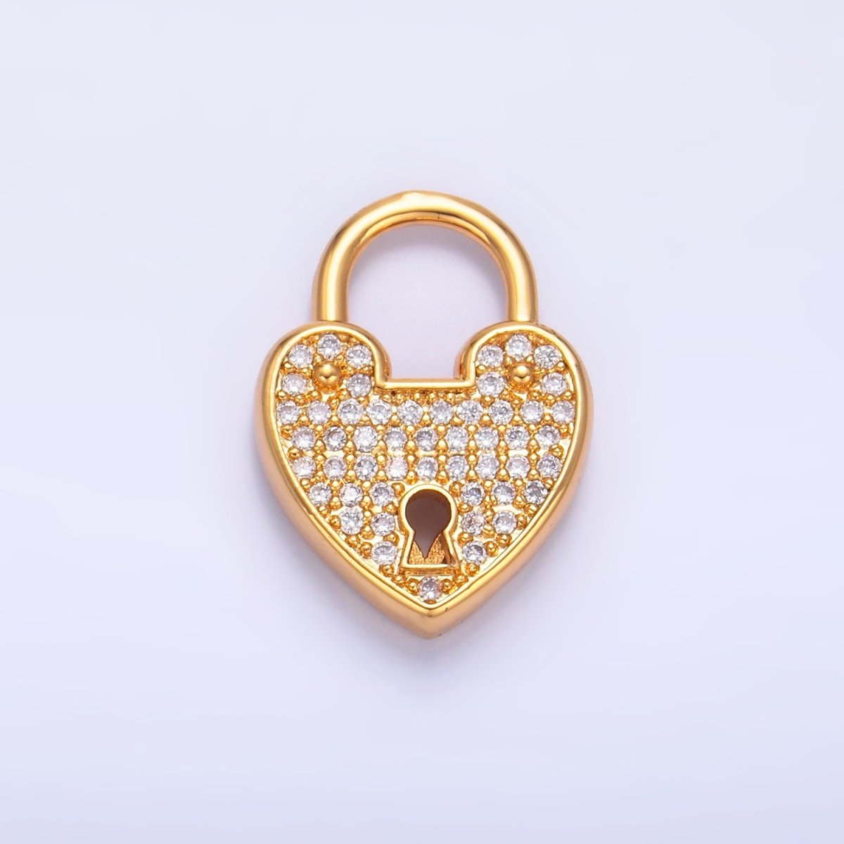 24K Gold Filled Micro Paved CZ Filigree Heart Padlock Findings | Z1030 - DLUXCA