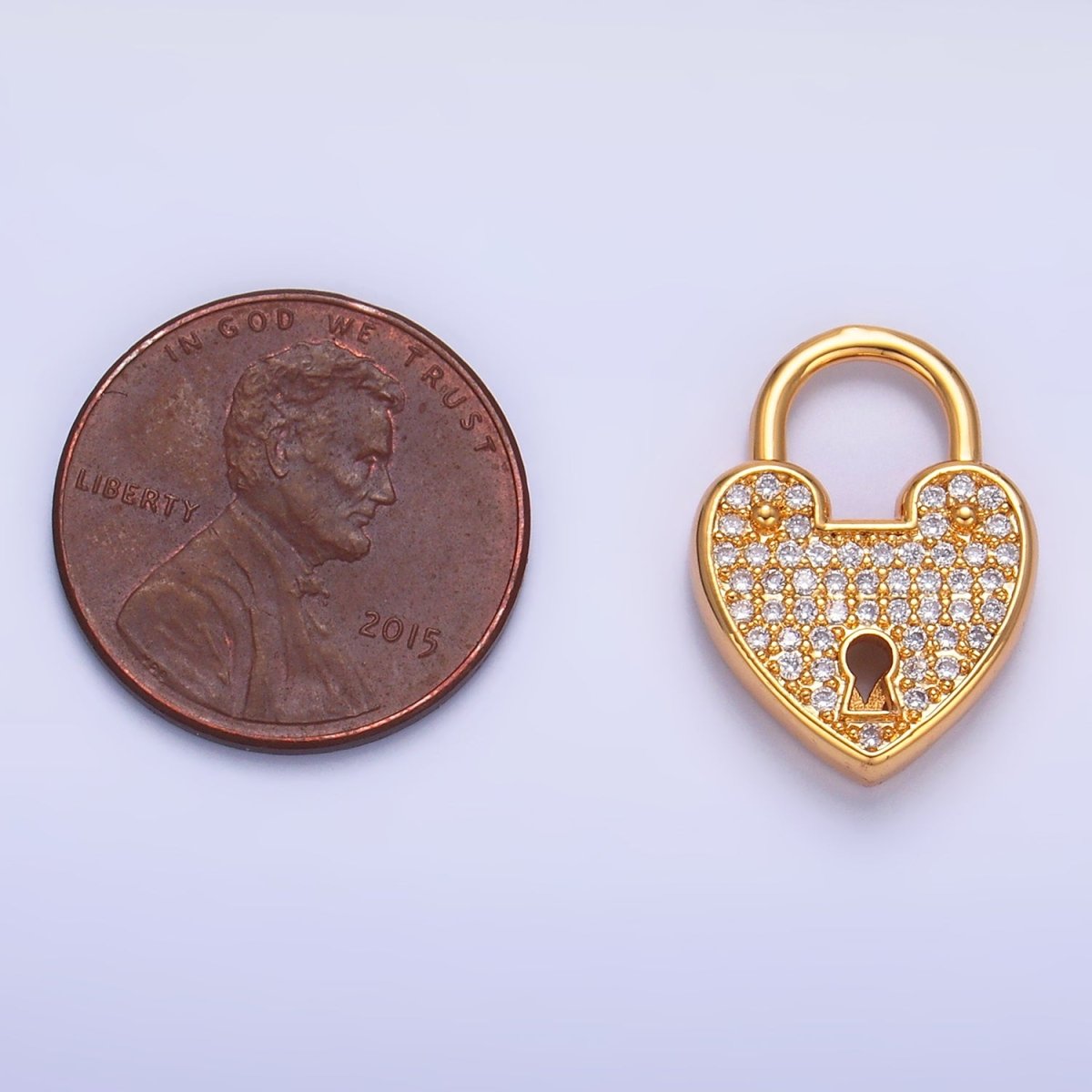 24K Gold Filled Micro Paved CZ Filigree Heart Padlock Findings | Z1030 - DLUXCA