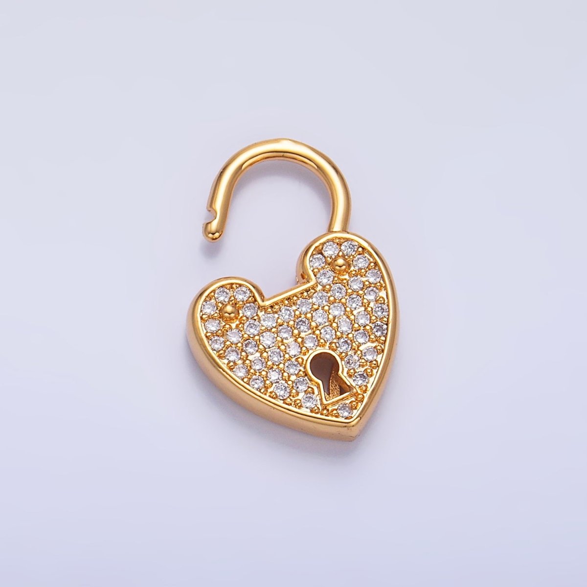 24K Gold Filled Micro Paved CZ Filigree Heart Padlock Findings | Z1030 - DLUXCA