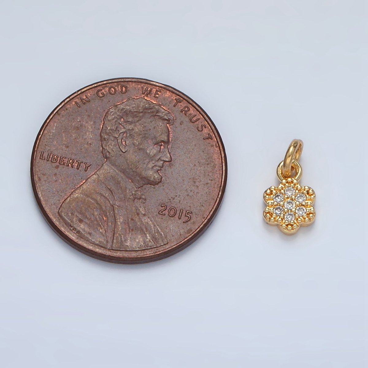 24K Gold Filled Micro Paved CZ Flower Mini Charm | AG938 - DLUXCA