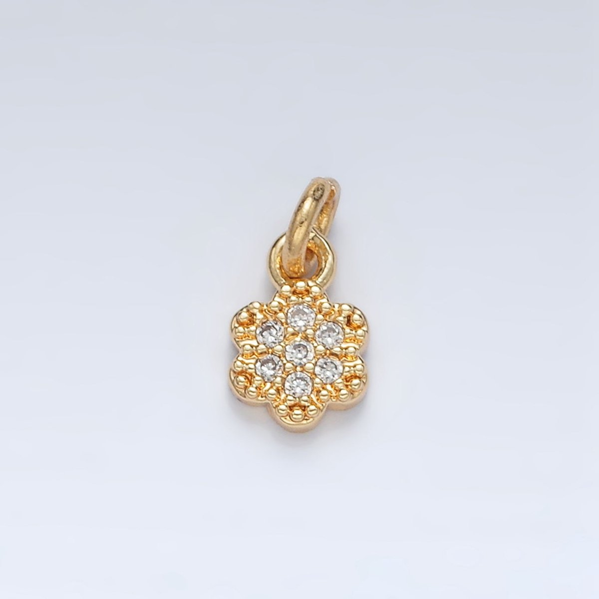 24K Gold Filled Micro Paved CZ Flower Mini Charm | AG938 - DLUXCA