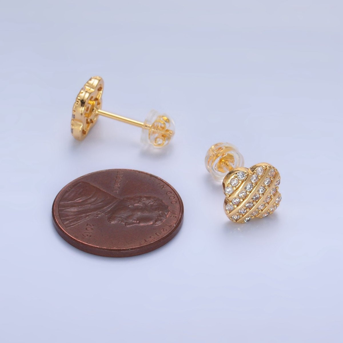 24K Gold Filled Micro Paved CZ Flower Stud Earrings | P352 - DLUXCA