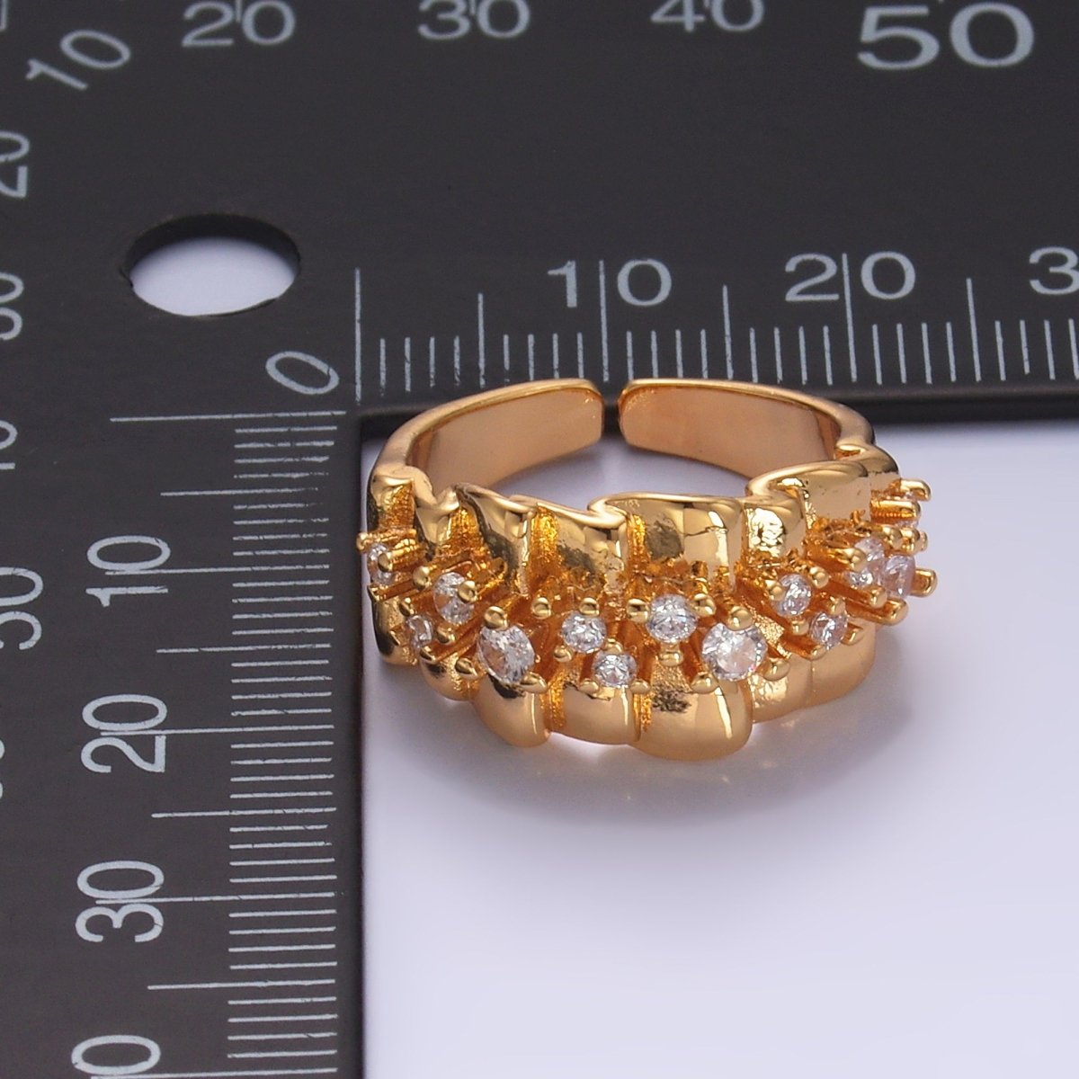 24K Gold Filled Micro Paved CZ Foil Fold Ring in Gold & Silver | O443 O444 - DLUXCA