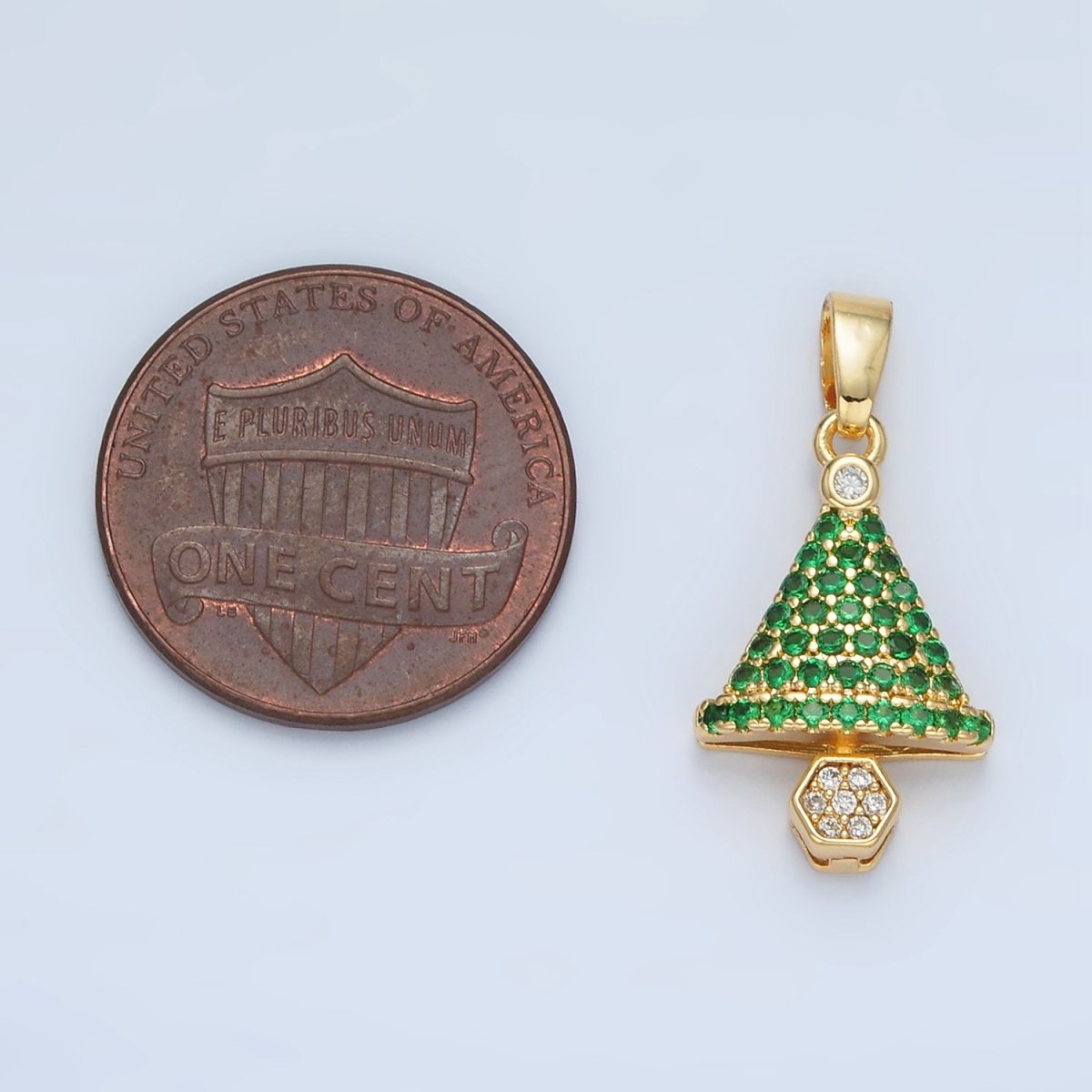 24K Gold Filled Micro Paved CZ Geometric Tree Pendant | AA888 - DLUXCA