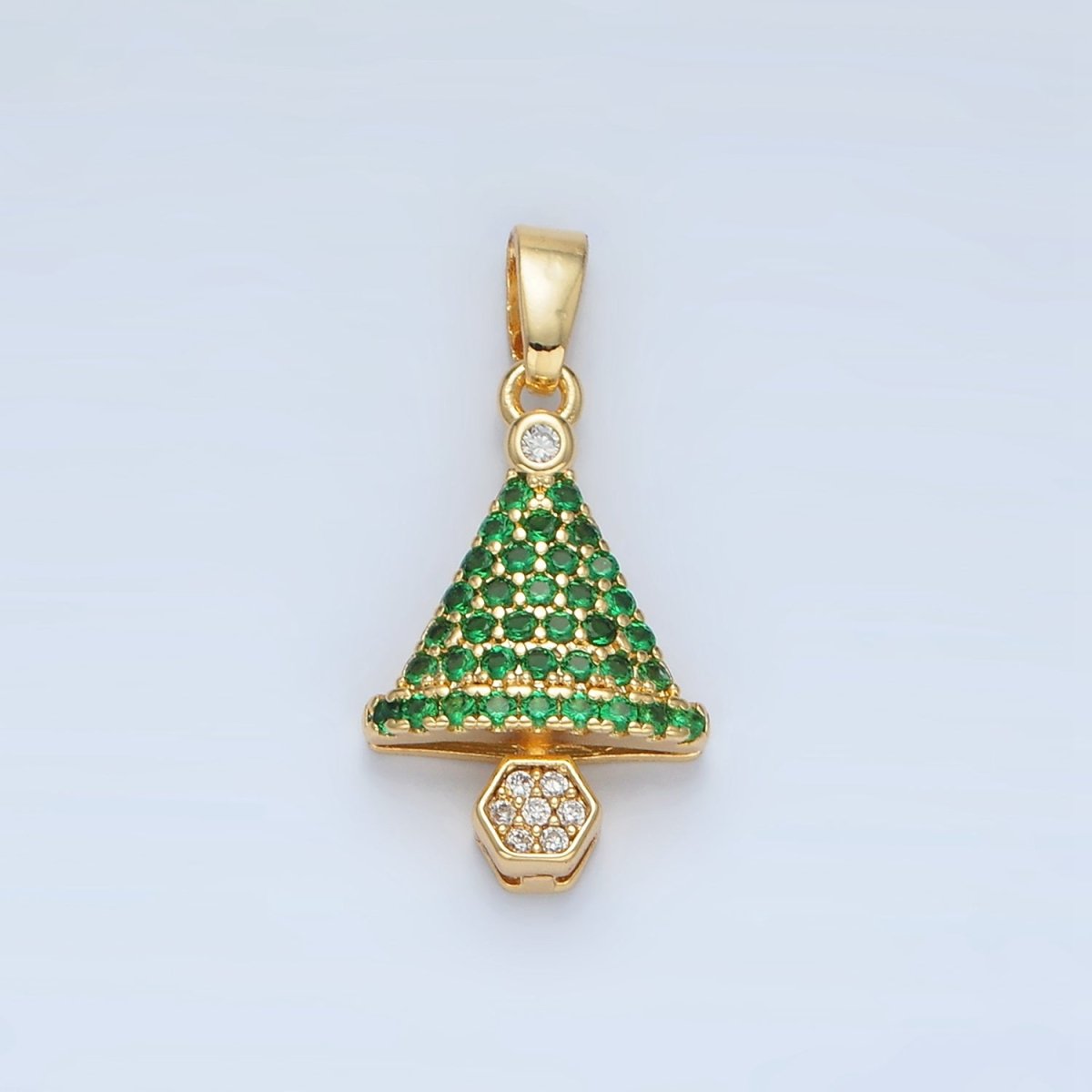 24K Gold Filled Micro Paved CZ Geometric Tree Pendant | AA888 - DLUXCA