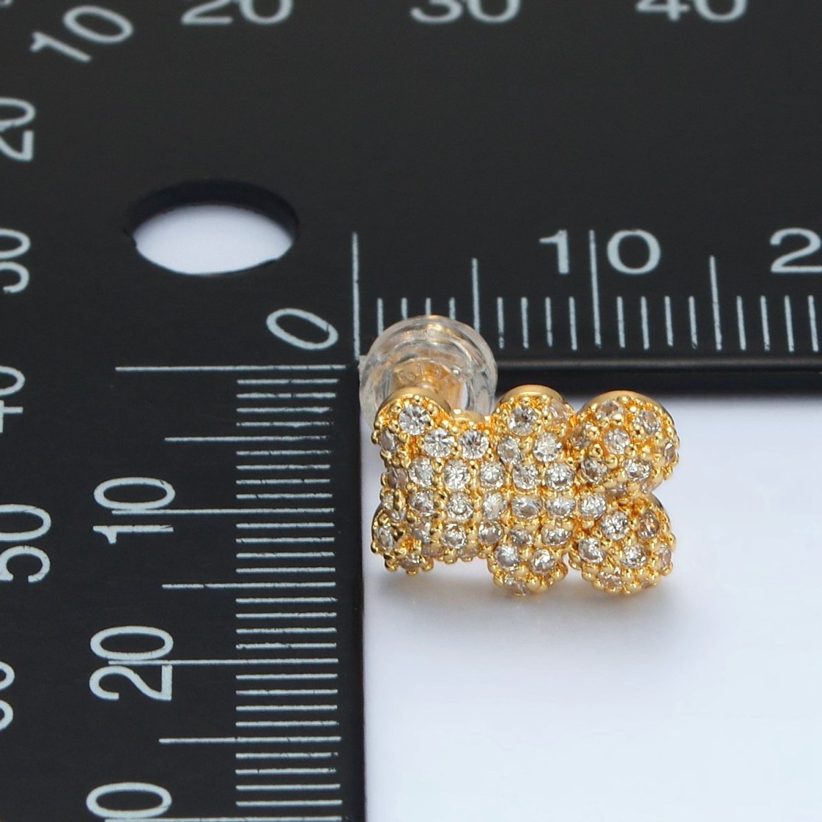 24K Gold Filled Micro Paved CZ Gummy Teddy Bear Stud Earrings | AB1240 - DLUXCA