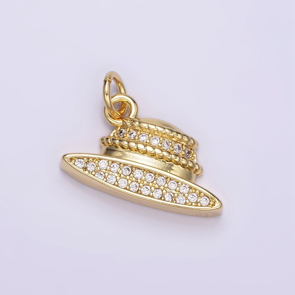 24K Gold Filled Micro Paved CZ Hat Charm | M131 - DLUXCA