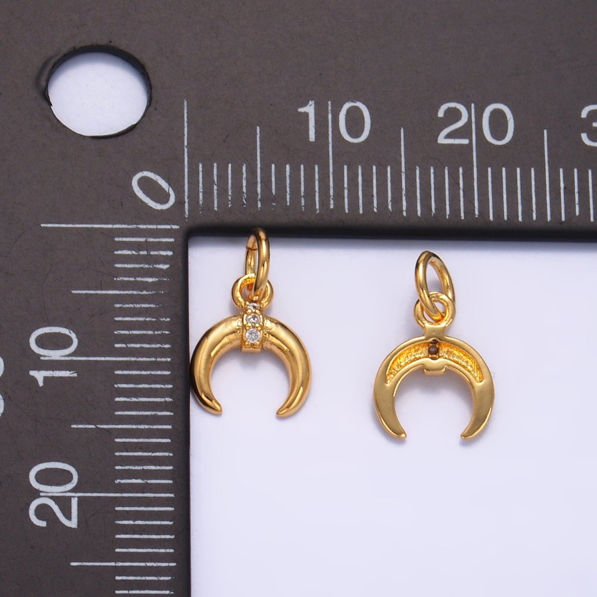 24K Gold Filled Micro Paved CZ Horn Tusk Charm | W319 - DLUXCA