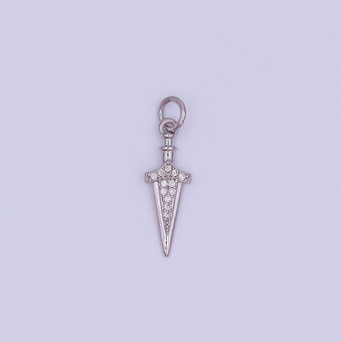 24K Gold Filled Micro Paved CZ Knife Blade Charm in Gold & Silver | AF429 - DLUXCA
