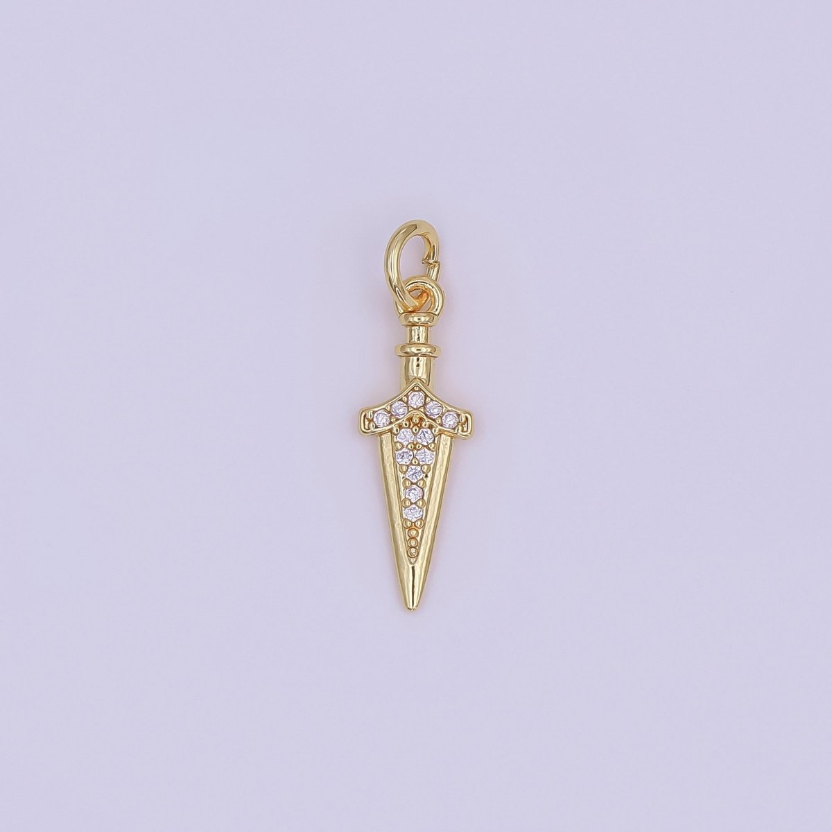 24K Gold Filled Micro Paved CZ Knife Blade Charm in Gold & Silver | AF429 - DLUXCA